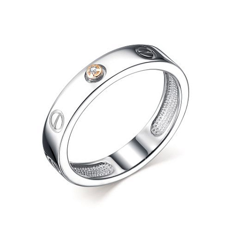 Кольцо из комбинированного серебра с бриллиантом 01-2066/000Б-00