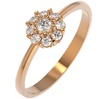Кольцо из розового золота с фианитом 210113