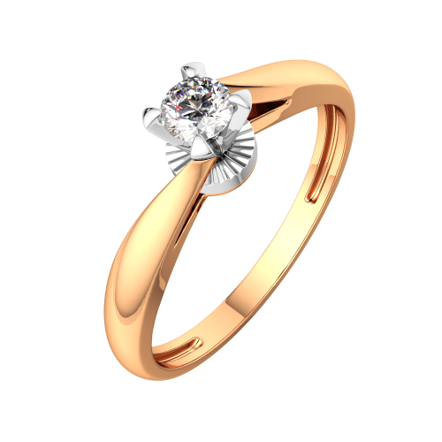 Кольцо помолвочное из комбинированного золота с бриллиантом 2D00216.14K.B