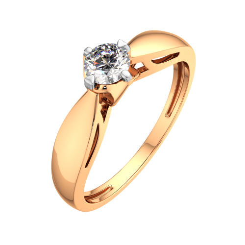 Кольцо помолвочное из розового золота с бриллиантом 2D00215.14K.R