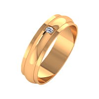 Кольцо обручальное из розового золота с фианитом 155070