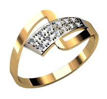 Кольцо из розового золота с фианитом 210318