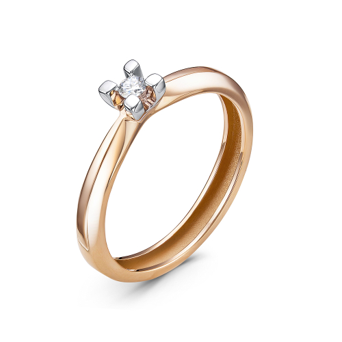 Кольцо помолвочное из розового золота с бриллиантом БР110006