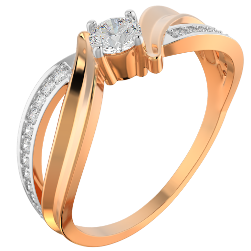 Кольцо из розового золота с фианитом 210523 фото 2