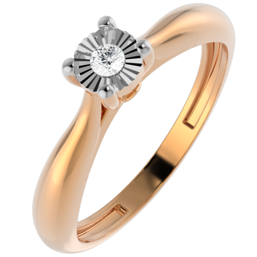 Кольцо помолвочное из комбинированного золота с бриллиантом 2D00141.14K.B