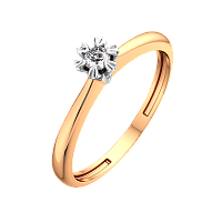 Кольцо помолвочное из розового золота с бриллиантом 2D00107.14K.R