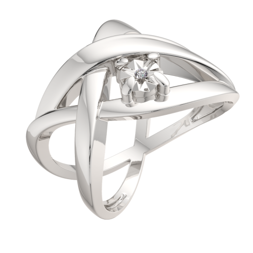 Кольцо из серебра с бриллиантом 02D0015 фото 2