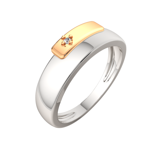 Кольцо из комбинированного серебра с бриллиантом 02D0050.G14K фото 2
