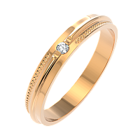 Кольцо обручальное из розового золота с фианитом 153095.14K.R