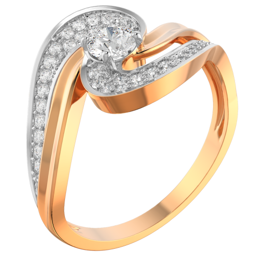 Кольцо из розового золота с фианитом 210524-9K фото 3