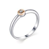 Кольцо из комбинированного серебра с бриллиантом 01-1581/000Б-00