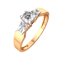 Кольцо из розового золота с фианитом 2101585.14K.R