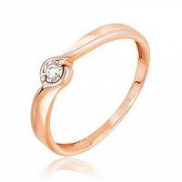 Кольцо помолвочное из розового золота с бриллиантом 3212763/9
