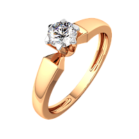 Кольцо помолвочное из розового золота с бриллиантом 2D00350.14K.R