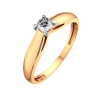 Кольцо помолвочное из розового золота с бриллиантом 2D00219.14K.R