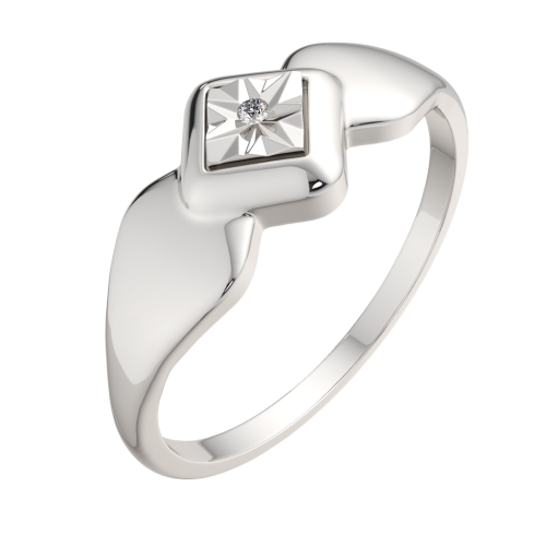 Кольцо из серебра с бриллиантом 02D0045 фото 2