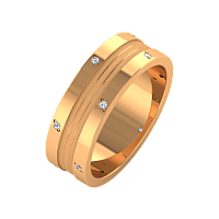 Кольцо обручальное из розового золота с фианитом 156549