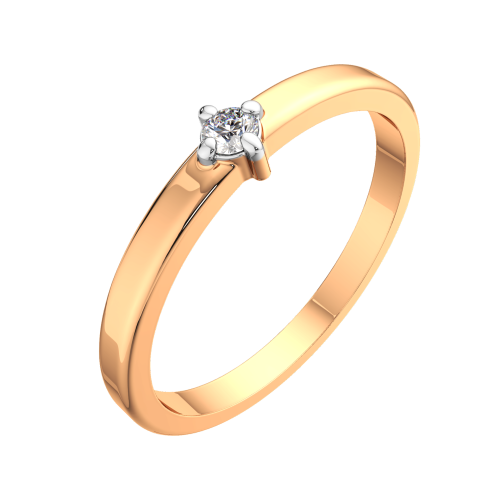 Кольцо помолвочное из розового золота с фианитом 2101252.14K.R фото 2