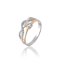 Кольцо из комбинированного серебра с фианитом 292-к-р