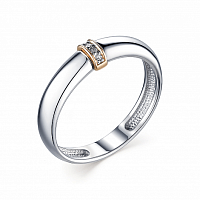Кольцо из комбинированного серебра с бриллиантом 01-1582/000Б-00