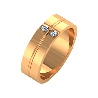 Кольцо обручальное из розового золота с бриллиантом 1D6019