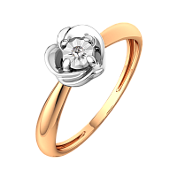 Кольцо помолвочное из комбинированного золота с бриллиантом 2D00184.14K.B