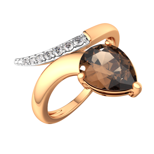 Кольцо из розового золота с бриллиантом 2D90172.14K.R