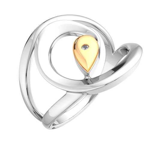 Кольцо из комбинированного серебра с бриллиантом 02D0056.G14K фото 2