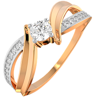 Кольцо из розового золота с фианитом 210523