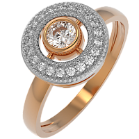 Кольцо из розового золота с фианитом 210565.14K.R
