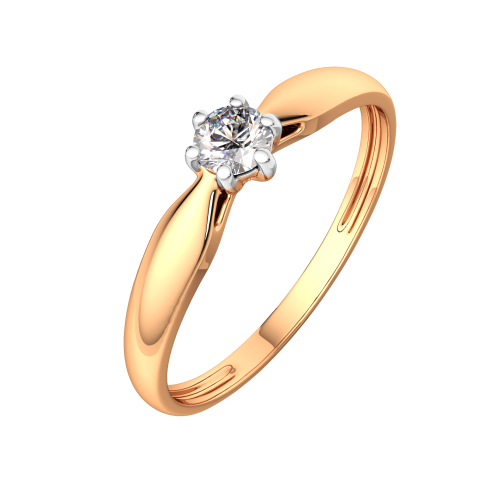 Кольцо помолвочное из розового золота с фианитом 2101196.14K.R