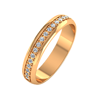 Кольцо обручальное из розового золота с бриллиантом 1D4067