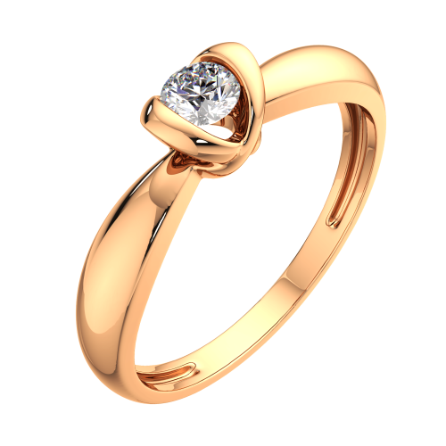 Кольцо помолвочное из розового золота с бриллиантом 2D00218.14K.R фото 2