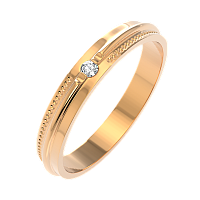 Кольцо обручальное из розового золота с бриллиантом 1D3095.14K.R
