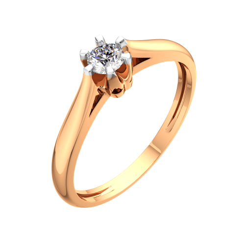 Кольцо помолвочное из розового золота с бриллиантом 2D00353.14K.R фото 2