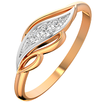 Кольцо из розового золота с фианитом 210469