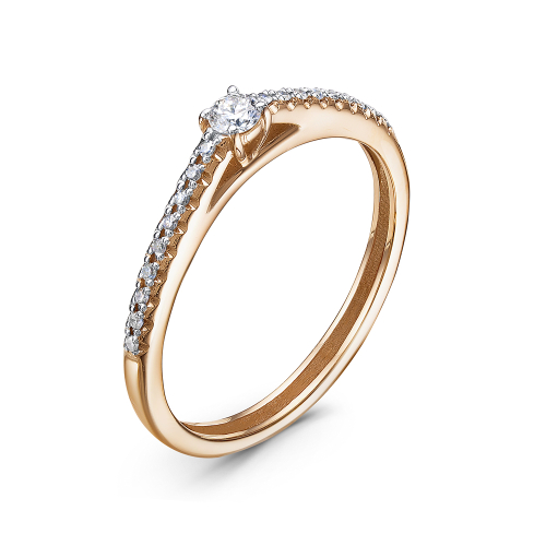 Кольцо из розового золота с бриллиантом БР110027