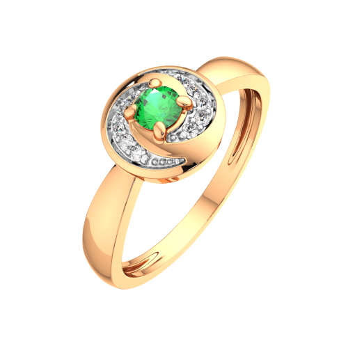 Кольцо из розового золота с изумрудом 2D20145.14K.R