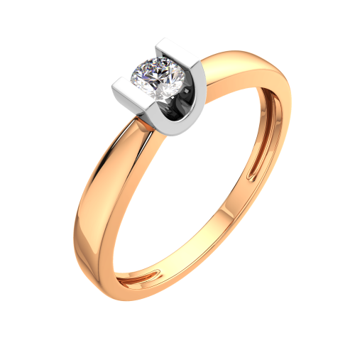 Кольцо помолвочное из комбинированного золота с бриллиантом 2D00227.14K.B фото 2