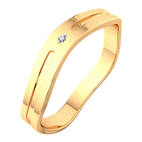 Кольцо обручальное из розового золота с фианитом 1530108.14K.R