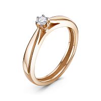 Кольцо помолвочное из розового золота с бриллиантом БР110026