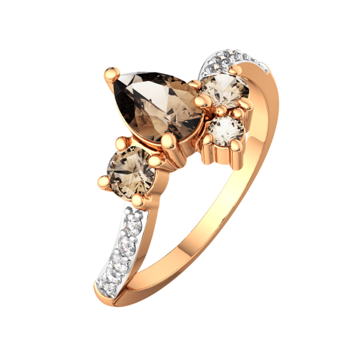 Кольцо из розового золота с бриллиантом 2D90176.14K.R