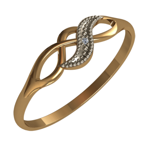 Кольцо из розового золота с фианитом 210358
