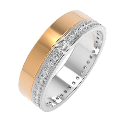 Кольцо обручальное из комбинированного золота с бриллиантом 1D5592.14K.B