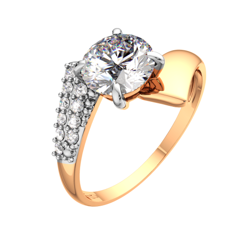 Кольцо из розового золота с фианитом 210540-9K фото 2