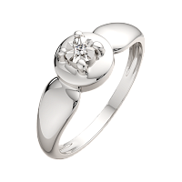 Кольцо из серебра с бриллиантом 02D0036