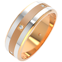 Кольцо обручальное из комбинированного золота с бриллиантом 1D7097.14K.B