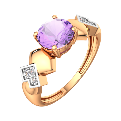 Кольцо из розового золота с аметистом 2S60151.14K.R фото 2