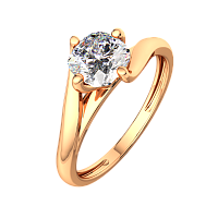 Кольцо помолвочное из розового золота с фианитом 210778.14K.R