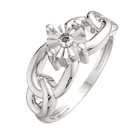 Кольцо из серебра с бриллиантом 02D0011